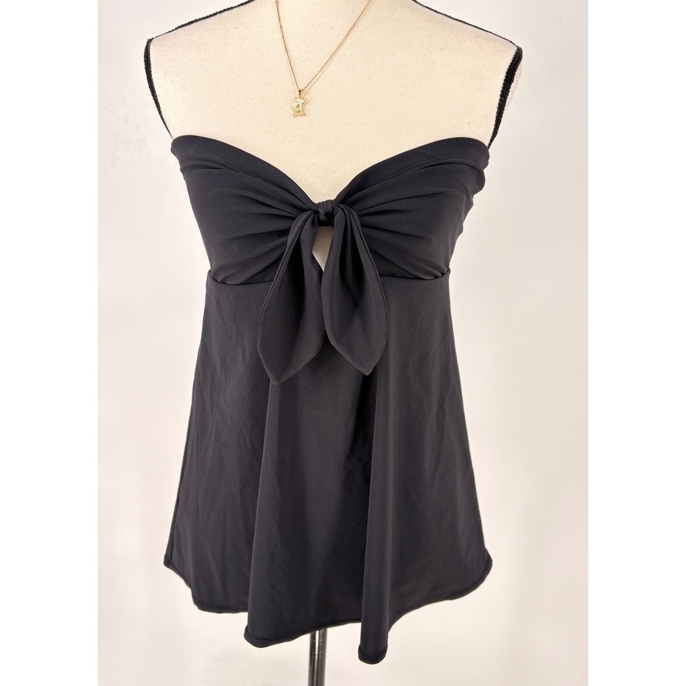 Karla Colletto Black Swim Top‎ Bow Strapless Swimsuit Cover Up
